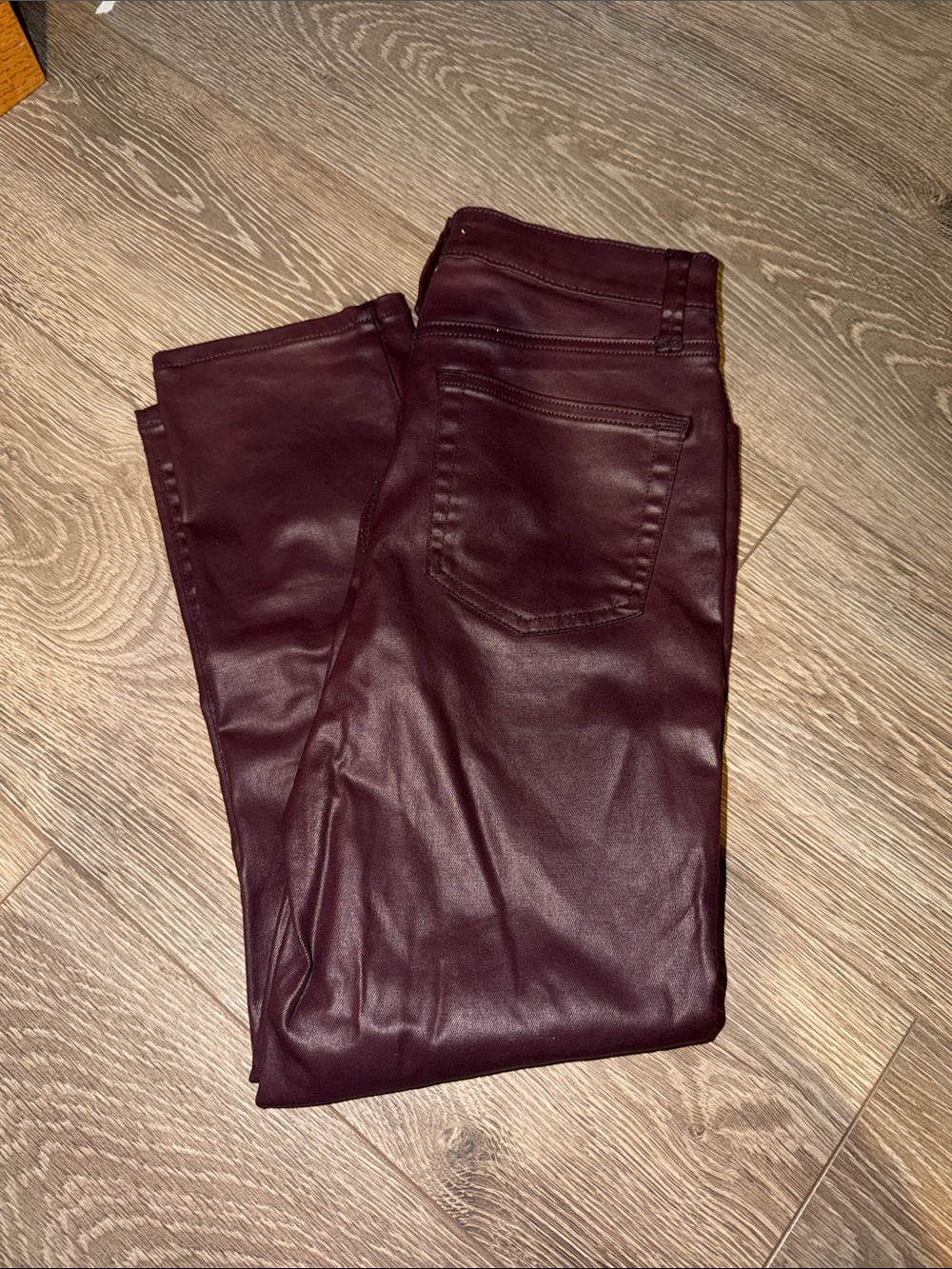 Maurices Burgundy Faux-Leather Cropped Pants